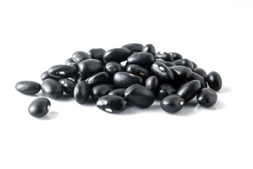 Black beans isolated on white background.