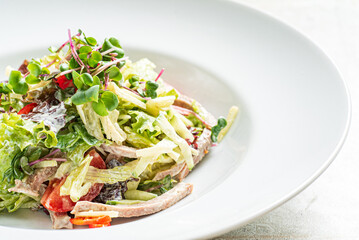 fresh salad with chicken and vegetables