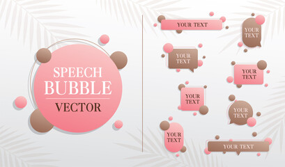Beautiful speech bubble vector set with leaves background.