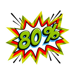 Comic green sale bang balloon - Pop art style discount promotion banner. Vector illustration