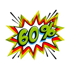 Comic green sale bang balloon - Pop art style discount promotion banner. Vector illustration