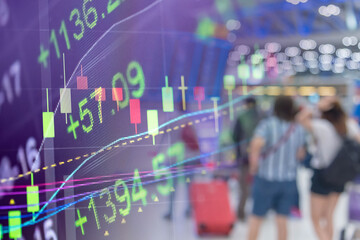 Fundamental and technical analysis for professional technical trading as concept. Digital graph of financial instruments with some indicators including of MACD. EMA and the volume analysis.