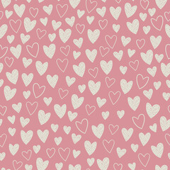 Cute hand drawn hearts seamless pattern, great for Valentine's Day, Weddings, Mother's Day - textiles, banners, wallpapers, backgrounds.