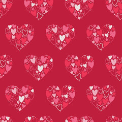Naklejka na ściany i meble Cute hand drawn hearts seamless pattern, great for Valentine's Day, Weddings, Mother's Day - textiles, banners, wallpapers, backgrounds.