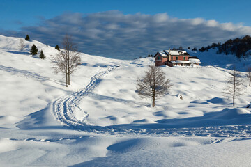 snowy winter landscape of the Campogrosso Plateau