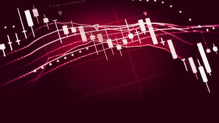 Fundamental and technical analysis for professional technical trading as concept. Digital graph of financial instruments with some indicators including of MACD. EMA and the volume analysis.