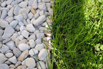 Contraste gravier et herbe