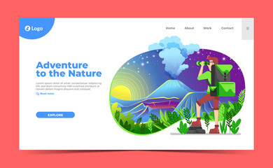 Naklejka premium Adventure to The Nature Landing Page