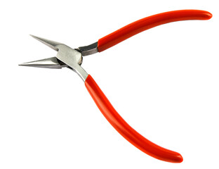 Red pliers isolated on white background.
