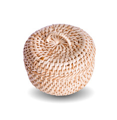 Empty wicker basket isolated on white