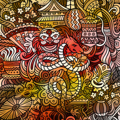 Chinese New Year hand drawn vector doodles illustration.