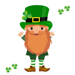Saint Patrick. National Irish holiday. Vector illustration isolated on white background