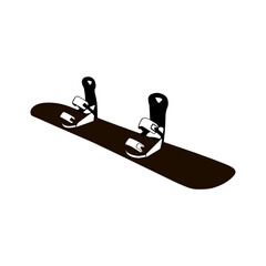 Snowboard isolated on a white background. Snowboard black silhouette. Winter sports. Flat vector illustration.