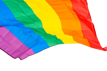 Rainbow flag symbol and banner of LGBT people on white background, Equal rights conception.
