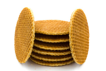 Stack of Dutch waffle isolated on white background