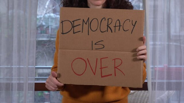 America, Washington January 2021 - Lady Girl Protest Flash Mob Against The Assault Of American Congress Building From Republican Supporters Of Trump President 