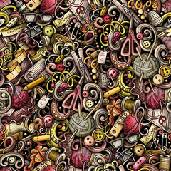 Handmade hand drawn raster doodles seamless pattern.