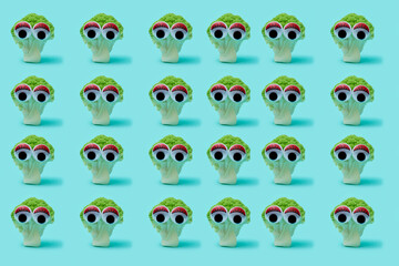 broccoli heads with googly eyes