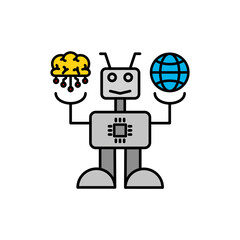Illustration of artificial intelligence technology robot. Illustration of technology and artificial intelligence. Vector icon