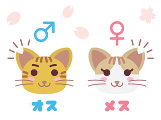 耳カットした地域猫のペアのイラスト