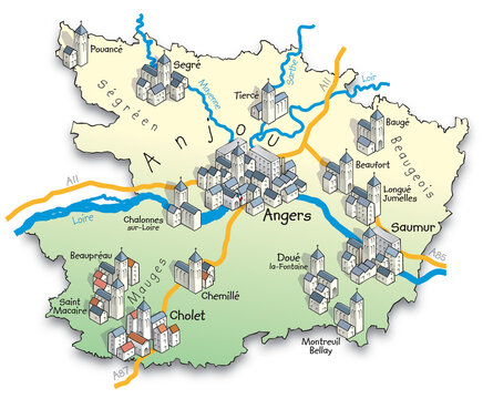 49 Carte du d&eacute;partement du Maine-et-Loire