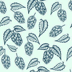 Hop cones and leaves. Vintage engraving style isolated on white. vector illustration.
