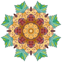 Colorful cute Mandalas. Decorative unusual round ornaments.