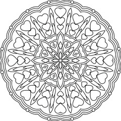 Valentine Mandala For Adult Coloring Page, Love Mandala