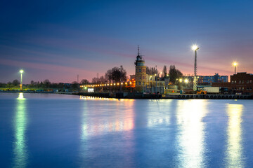Scenery of the New Port at dusk, Gdansk. Poland