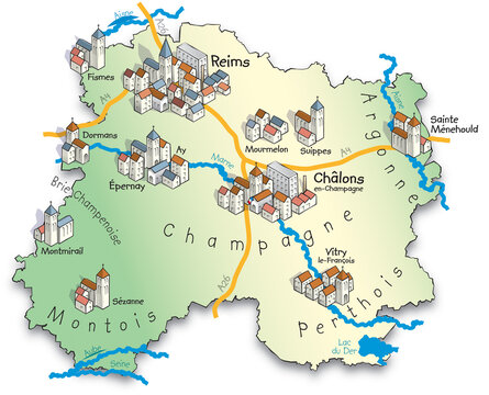 51 Carte du d&eacute;partement de la Marne