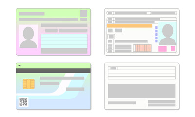 マイナンバーカードと運転免許証のベクターイラスト　表裏