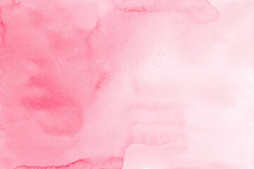 Watercolor light pink gradient background painting. Watercolour pastel rose color soft backdrop. Stains on paper, hand painted.