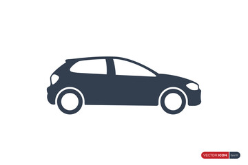 Car Icon isolated on White Background. Flat Vector Icon Design Template Element.