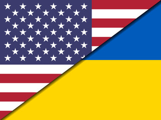 Fototapeta premium USA and Ukraine flags intersection crossing illustaration