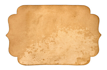 Grungy vintage paper tag isolated white background