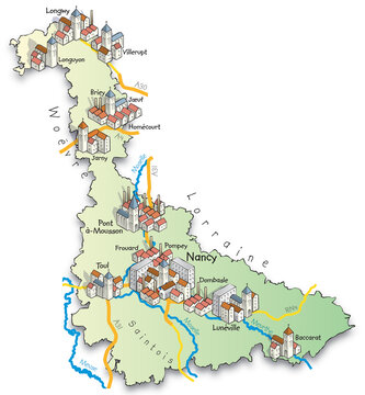 54 Carte du d&eacute;partement de la Meurthe-et-Moselle