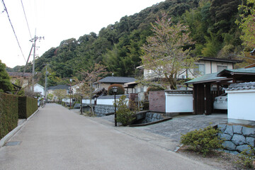 alley and houses in iwakuni in japan