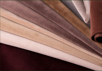 Light Set Sail Champagne and brown colors velour textile samples.