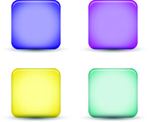 Set of colorful square buttons for website or app. Vector 