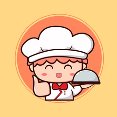 cute chef mascot logo vector design