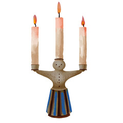 christmas candle holder which is shaped as a lady with skirt 
