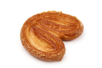 Sugared puff pastry cookies, isolated on white background