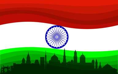 country flag with reflection