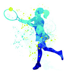 Abstract silhouette of tennis player. Vector illustration