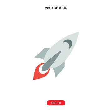 rocket launch icon, rocketship flying in the space, vector, illustrator.
