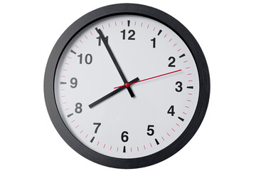 Wall clock minimal round modern style on white background isolated with clipping path.