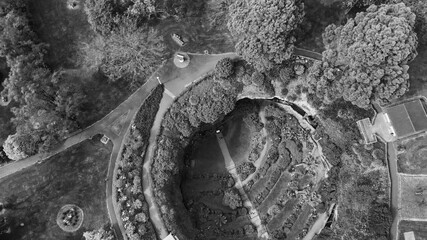 Fototapeta premium Mt Gambier, Australia. Aerial view of Umpherston Sinkhole on a beautiful morning
