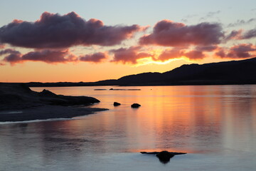 sunrise over the lake, hebrides, scotland