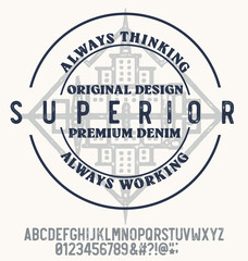 Vector illustration on a theme of American jeans, denim and raw.