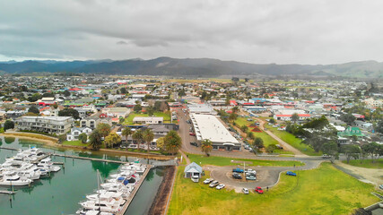 Mercury Bay, Whitianga. Aerial view from drone, New Zealand North Island
